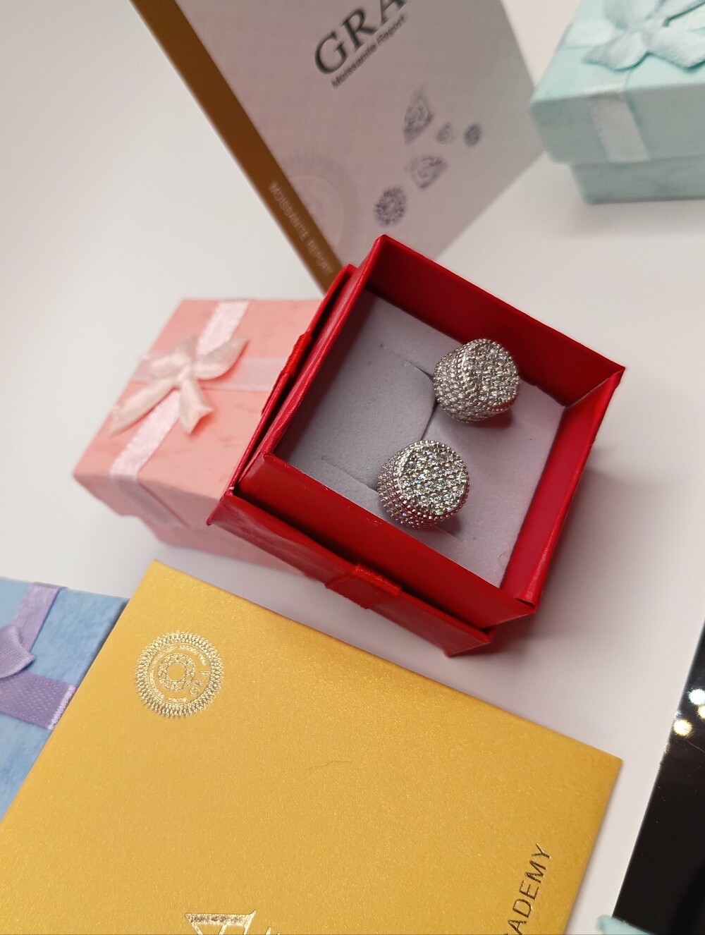 Colossus Moissanite Round Stud Earrings in Silver